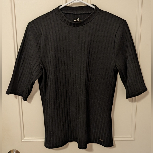 Hollister Black Ribbed Mock Neck Top - Picture 1 of 4